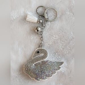 Elegant Silver Swan Keychain Bag Charm